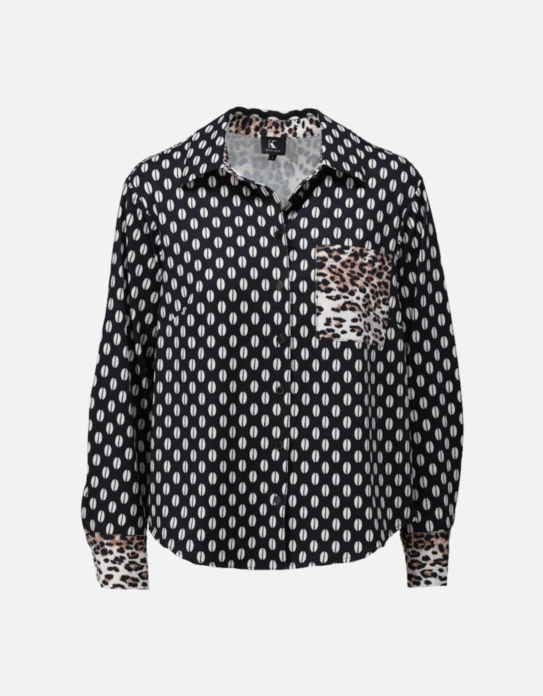 Jersey blouse with leopard print