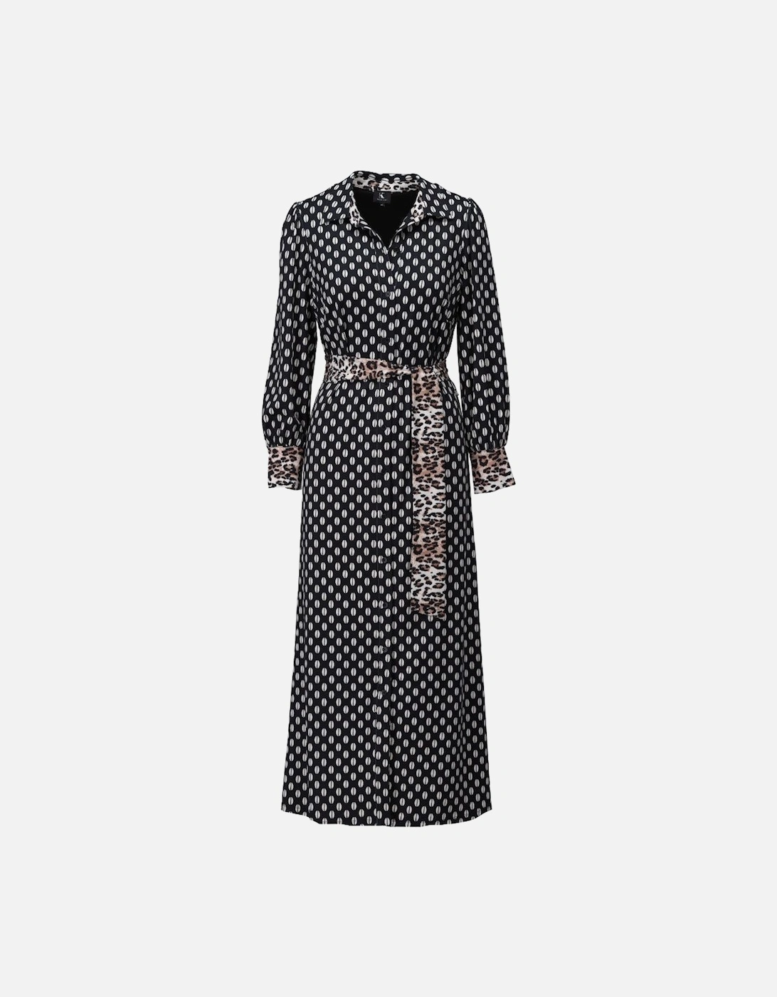 Monochrome shirt dress with leopard print belt