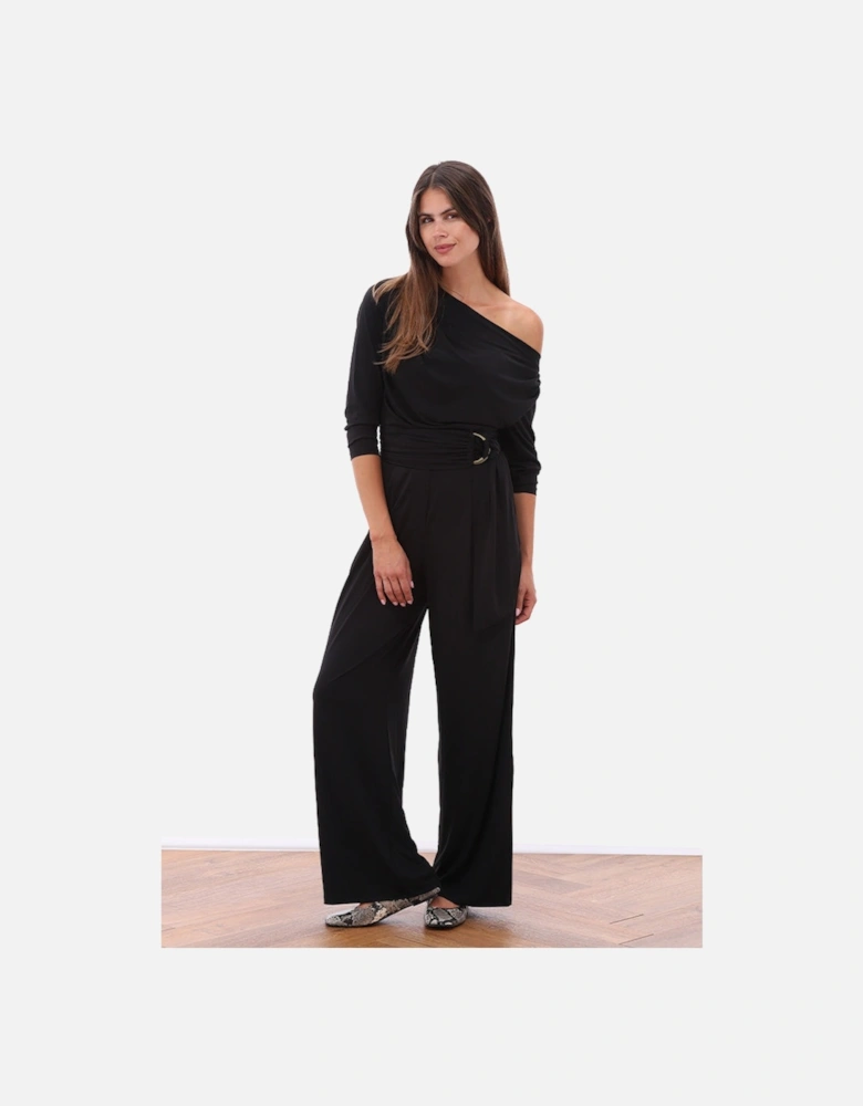 Off the shoulder black jumpsuit