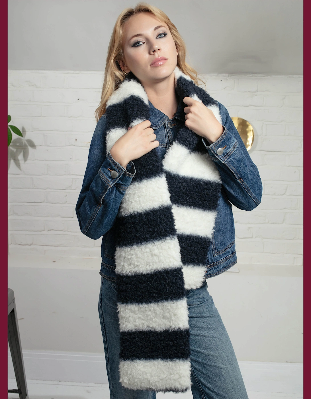 Columbia Stripe Scarf In Navy, 4 of 3