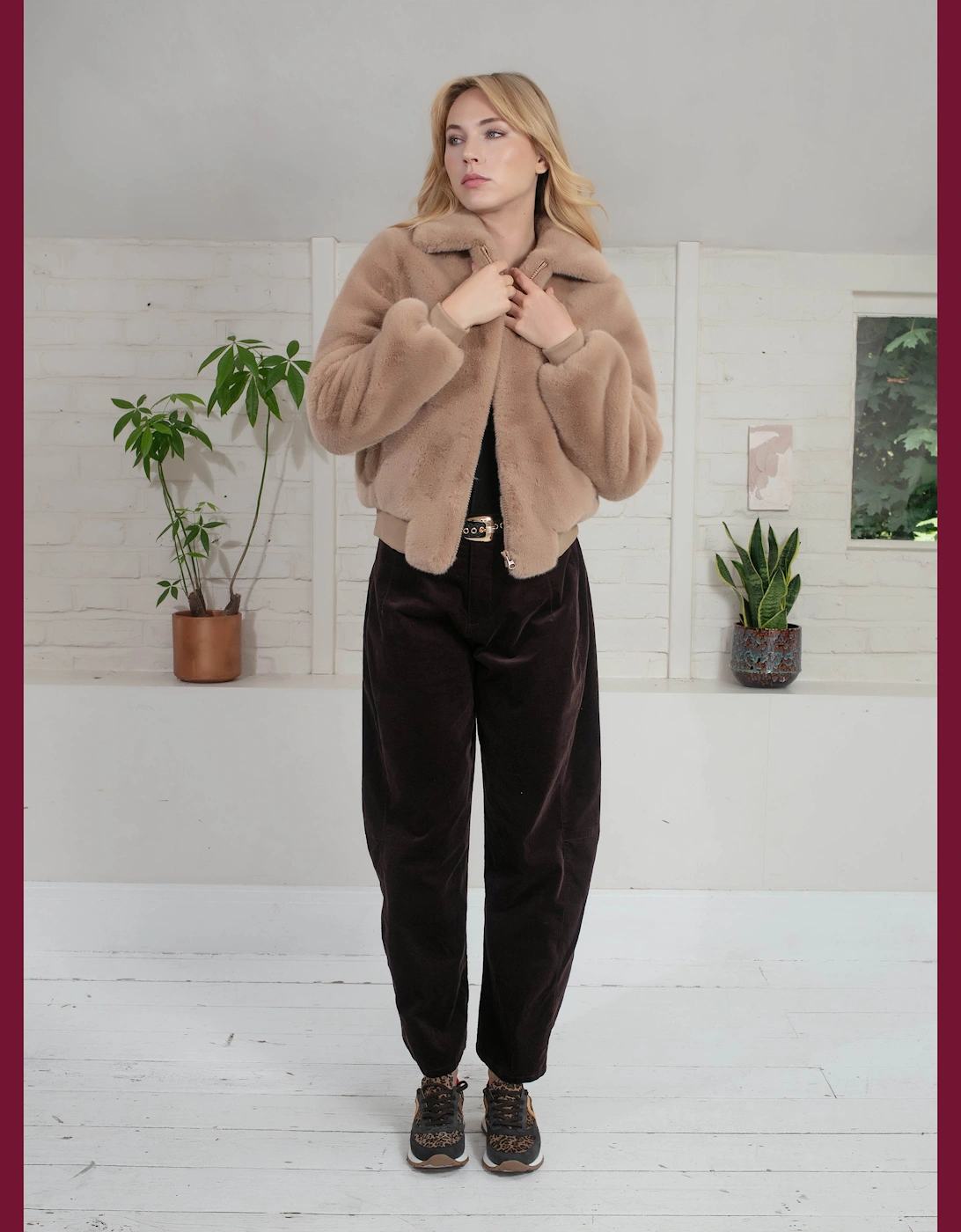 Beatrix Faux Fur Bomber In Camel
