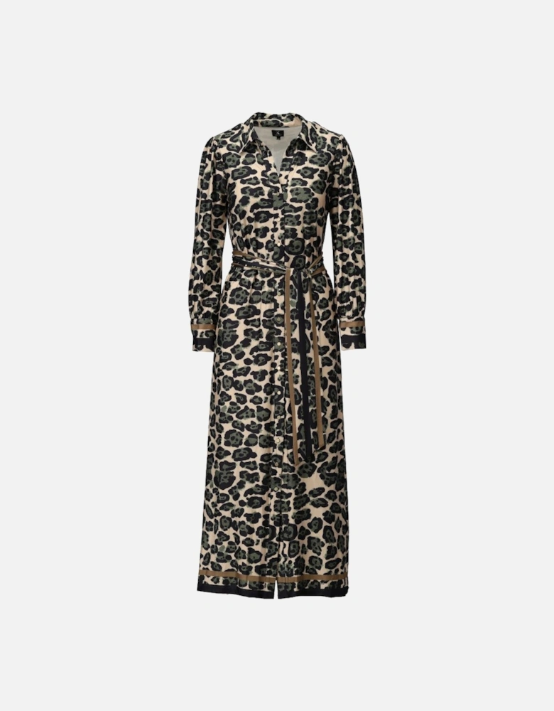 Maxi dress with khaki leopard print