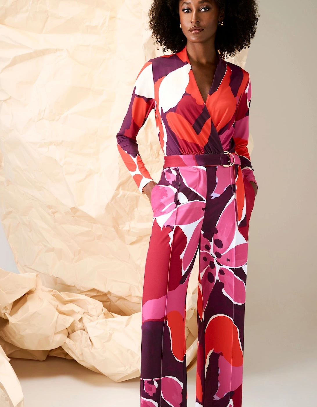 Multi coloured print cross over jumpsuit, 3 of 2
