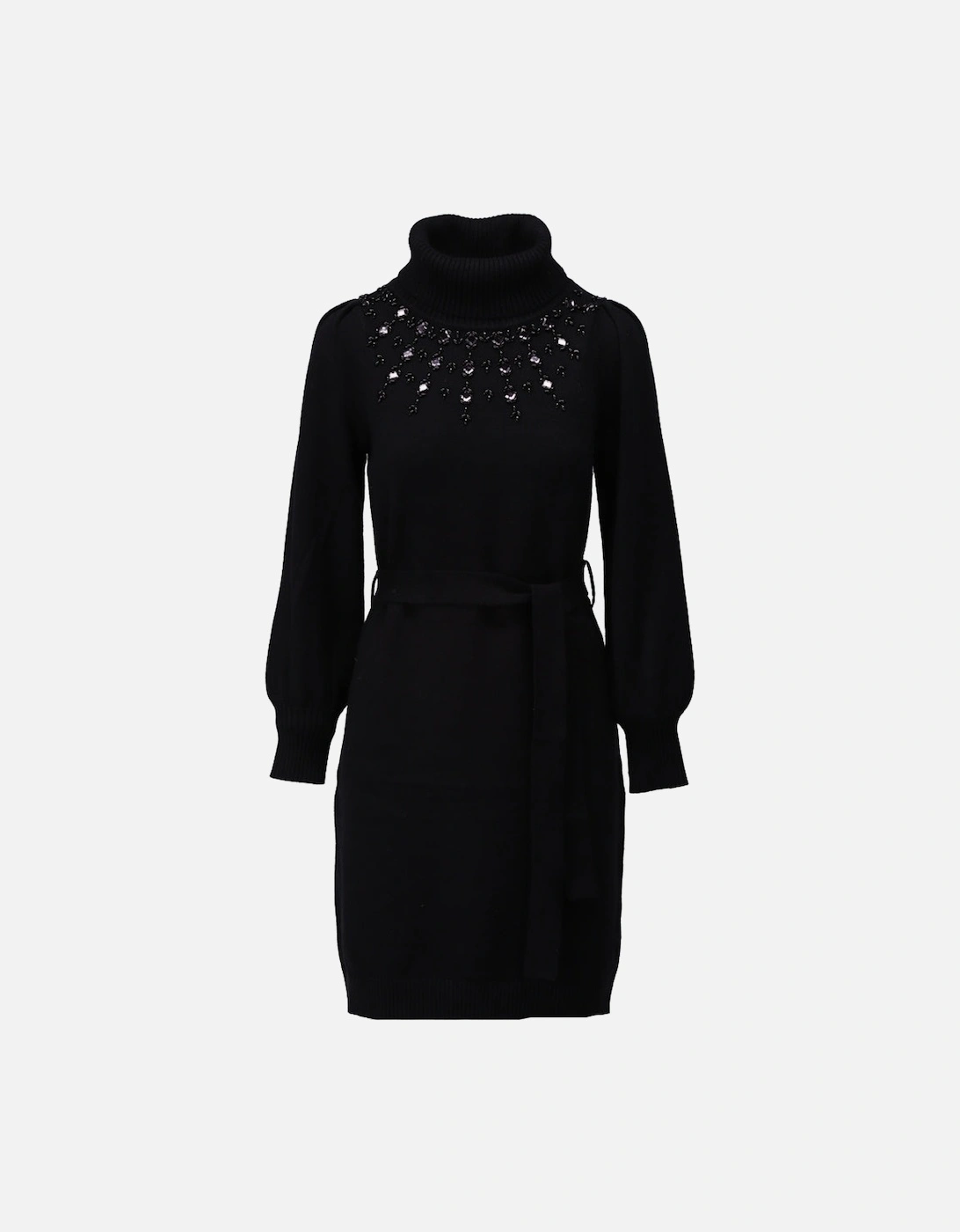 Black knitted dress with bead detail