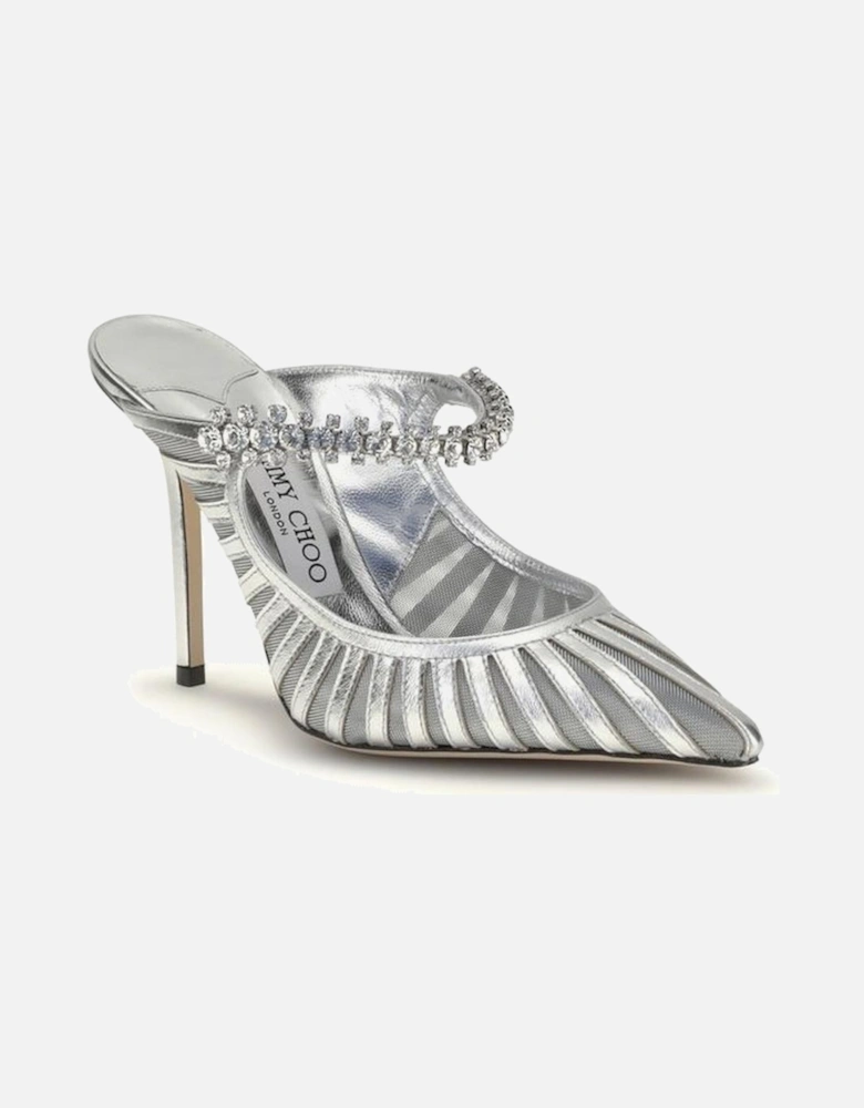 Embellished Satin Midi Dress with Lace Detail Women - Silver Pumps