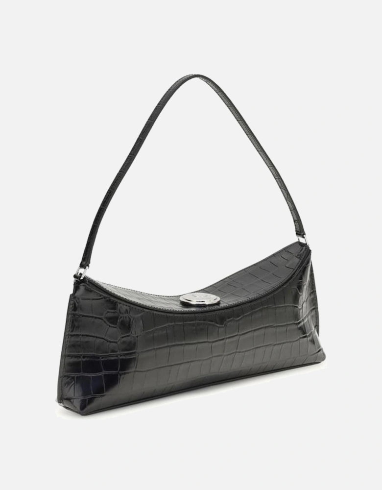 Leather Tote Bag with Gold-Tone Hardware Women - Black Shoulder Bags