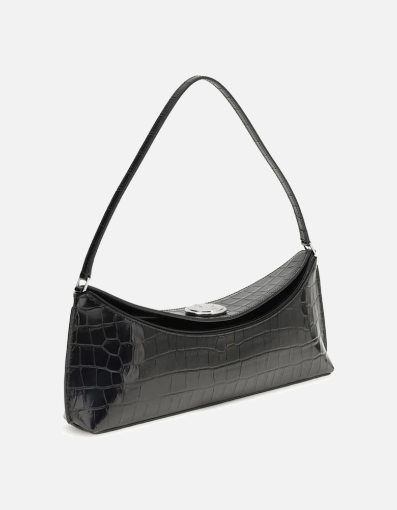Leather Tote Bag with Gold-Tone Hardware Women - Black Shoulder Bags