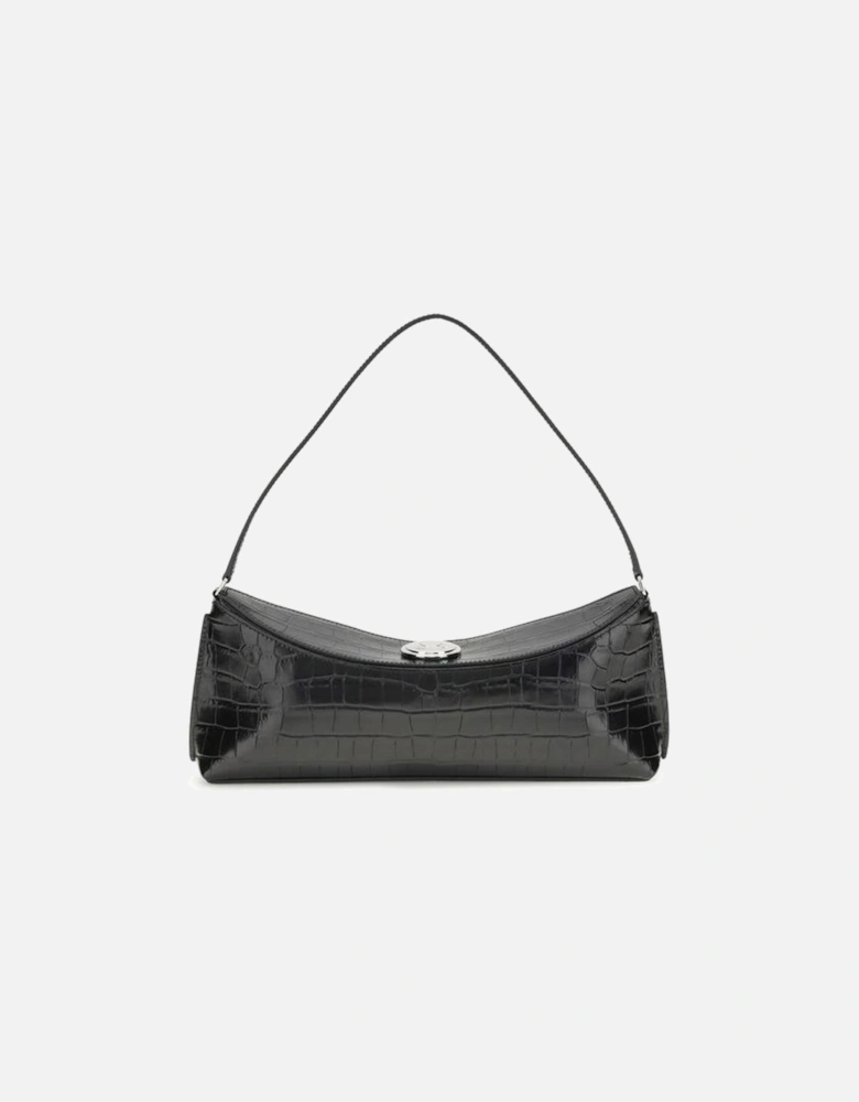 Leather Tote Bag with Gold-Tone Hardware Women - Black Shoulder Bags