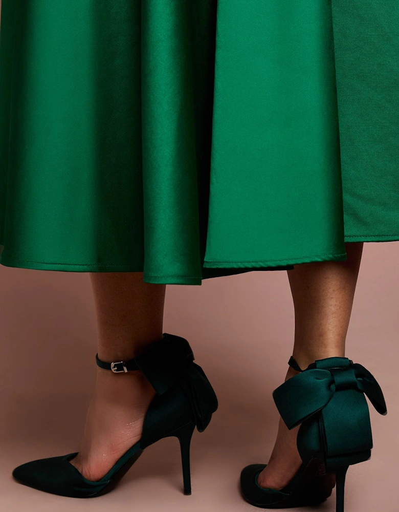 Kittie Satin Back Bow Pointed High Stiletto Heel Court Shoes