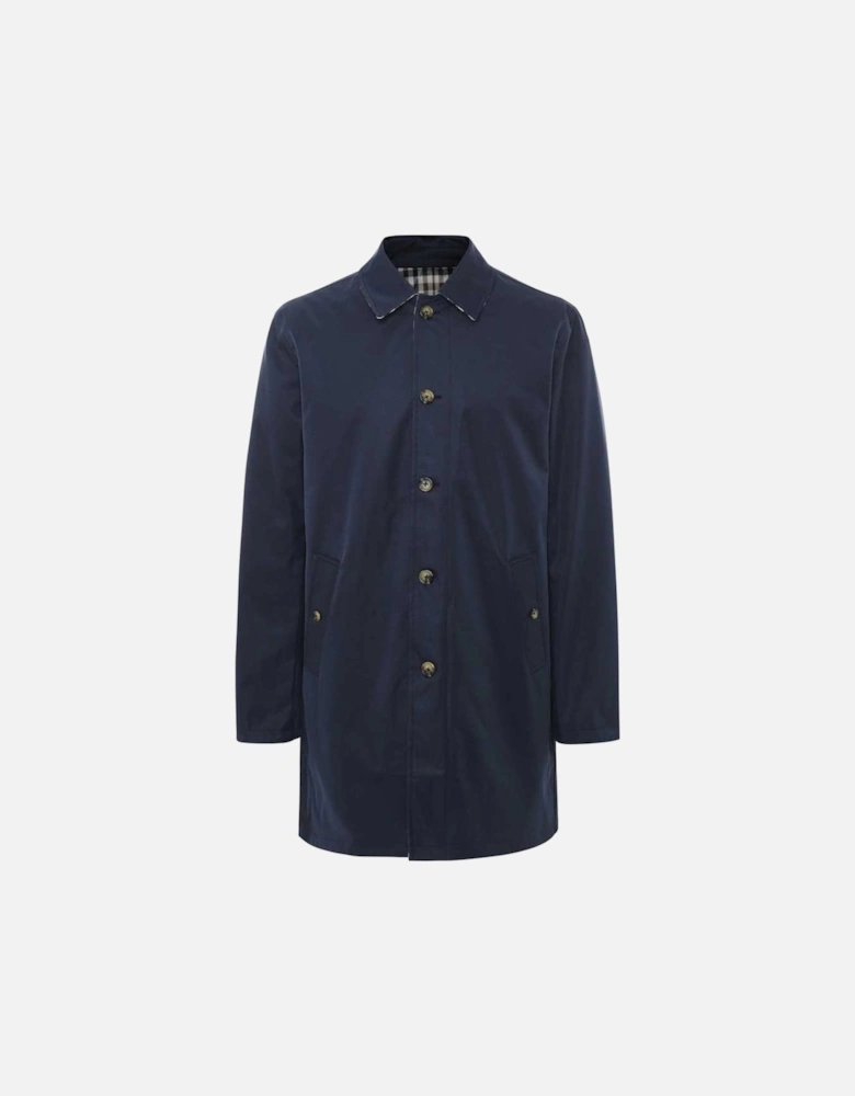 Archival Reversible Check Mid Mac Coat - Navy