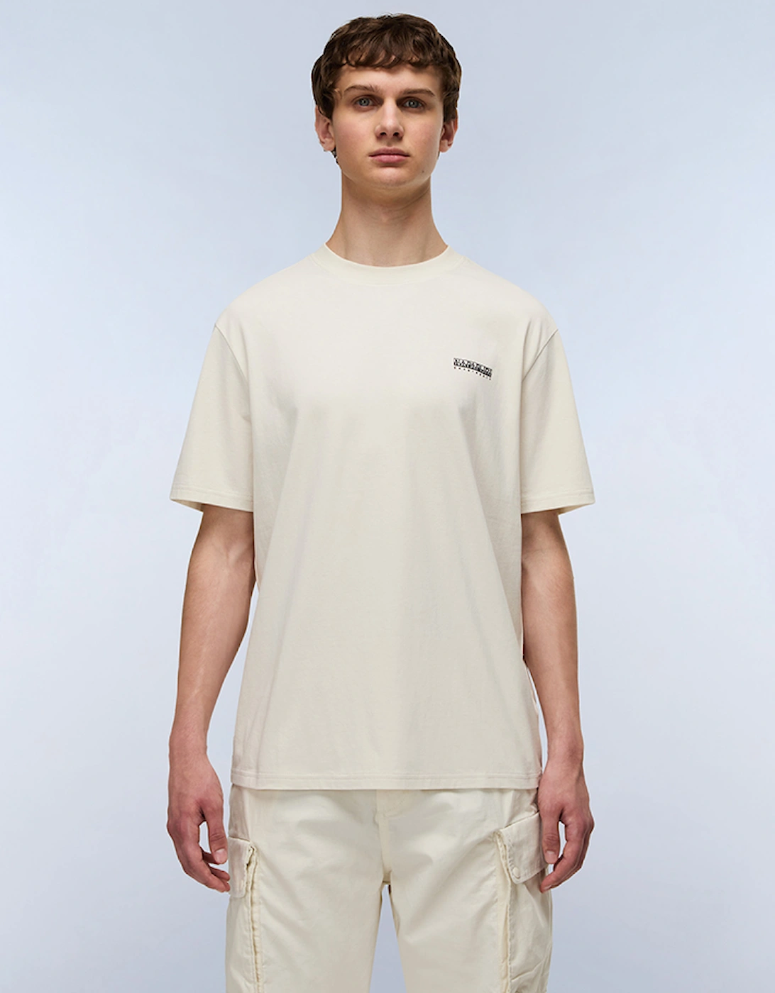 Napapijri Men's Tan Small Box Logo T-Shirt - Size: 40