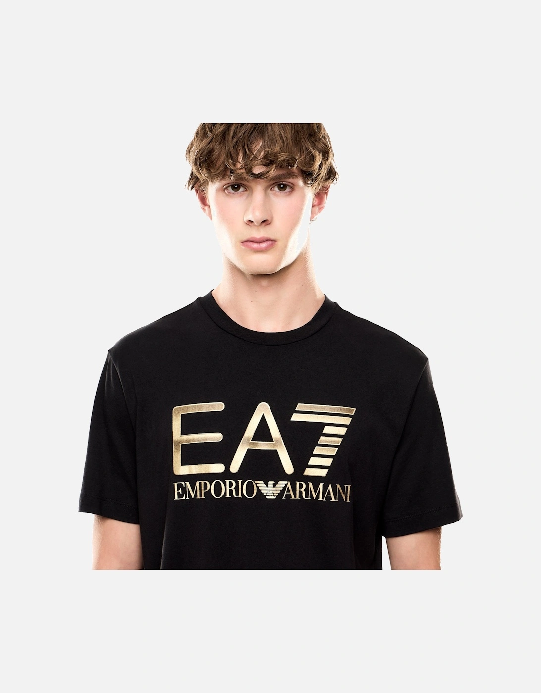Emporio Armani Logo Series Cotton T-Shirt Black/Gold