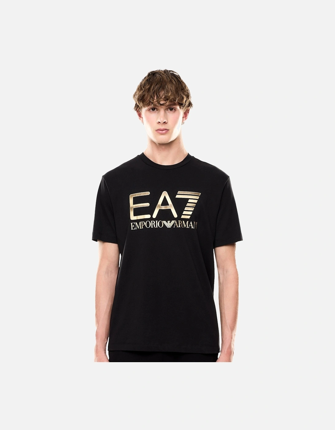 Emporio Armani Logo Series Cotton T-Shirt Black/Gold