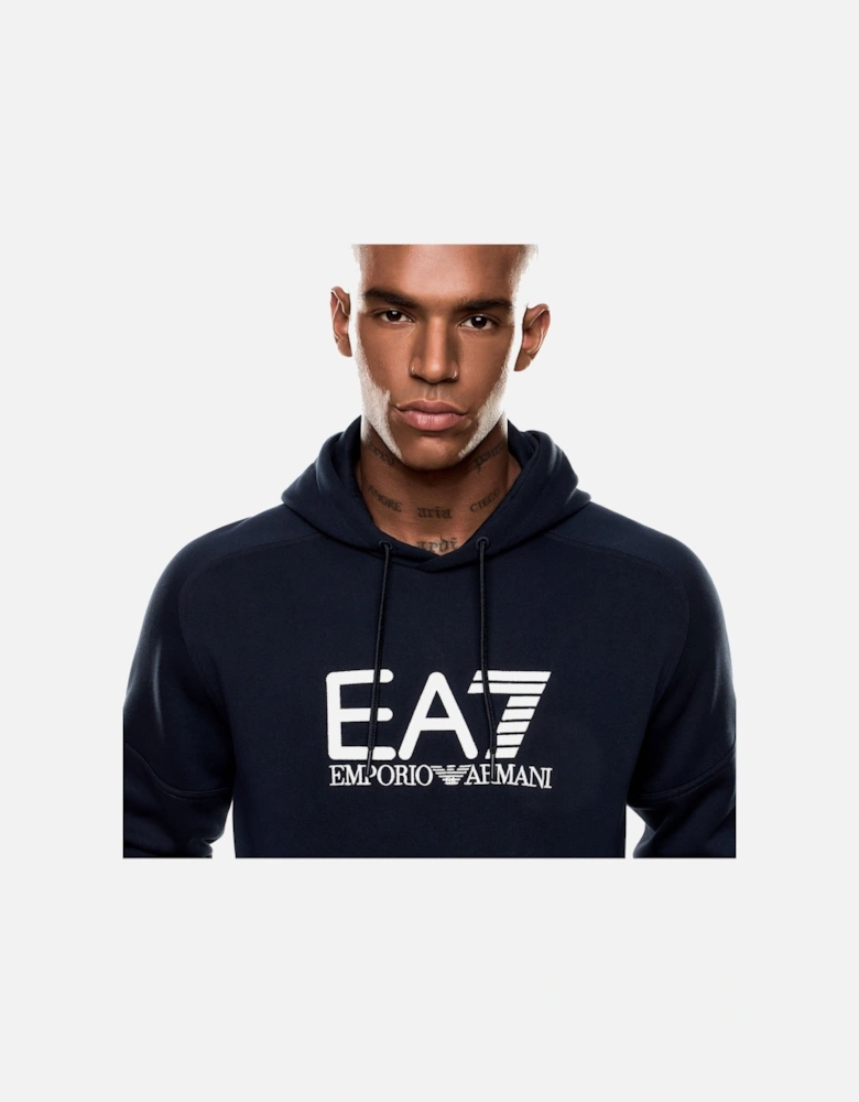 Emporio Armani Visibility Cotton Hoodie Navy/White