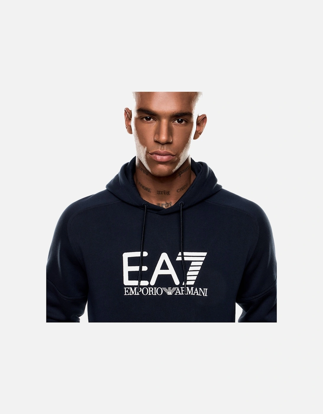 Emporio Armani Visibility Cotton Hoodie Navy/White