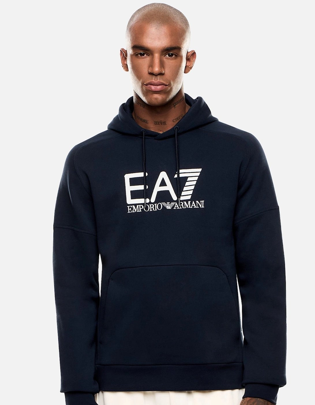 Emporio Armani Visibility Cotton Hoodie Navy/White