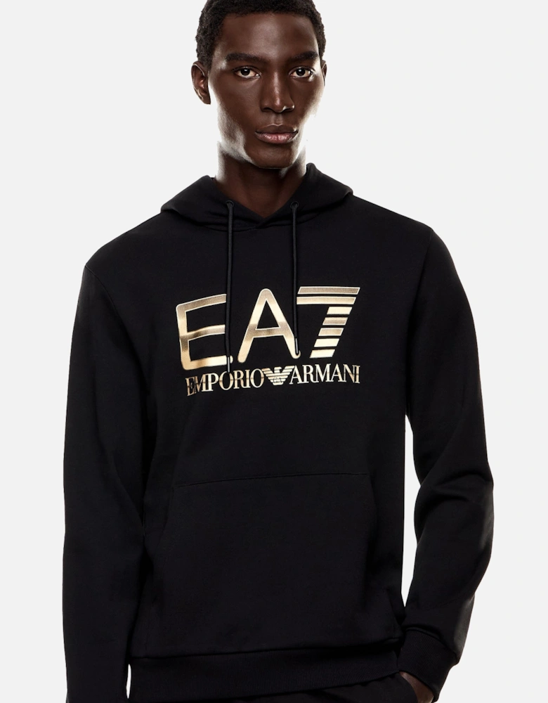 Emporio Armani Logo Series Cotton Hoodie Black/Gold