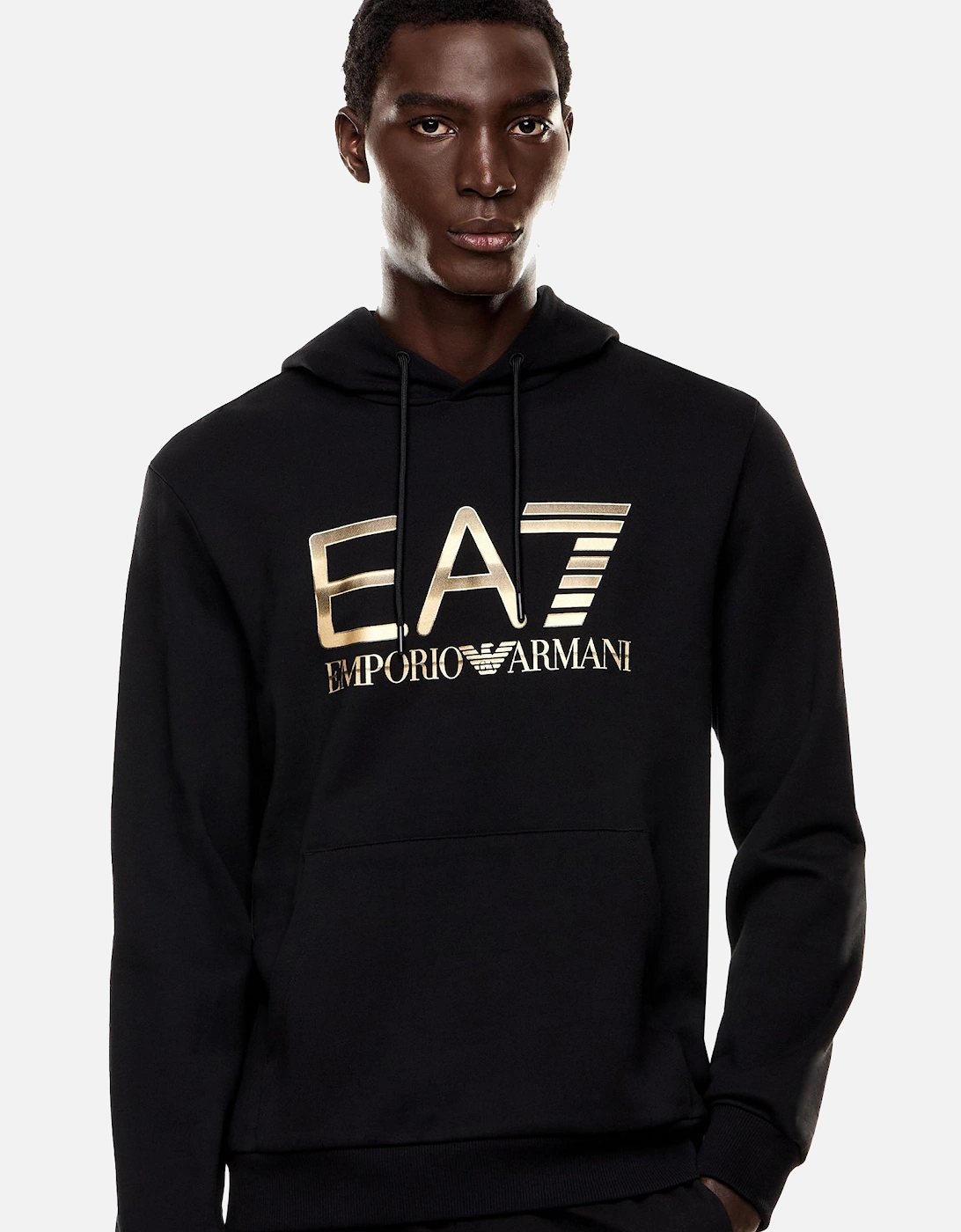 Emporio Armani Logo Series Cotton Hoodie Black/Gold