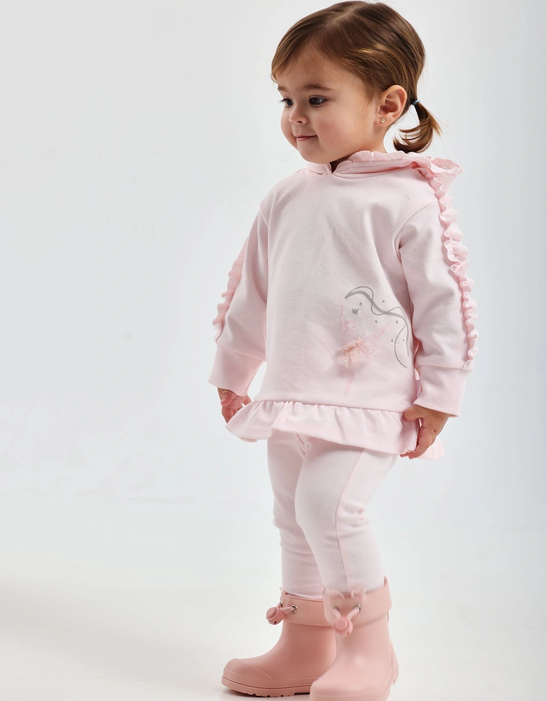 Girls Pale Pink Ballerina Hooded Tracksuit, 5 of 4