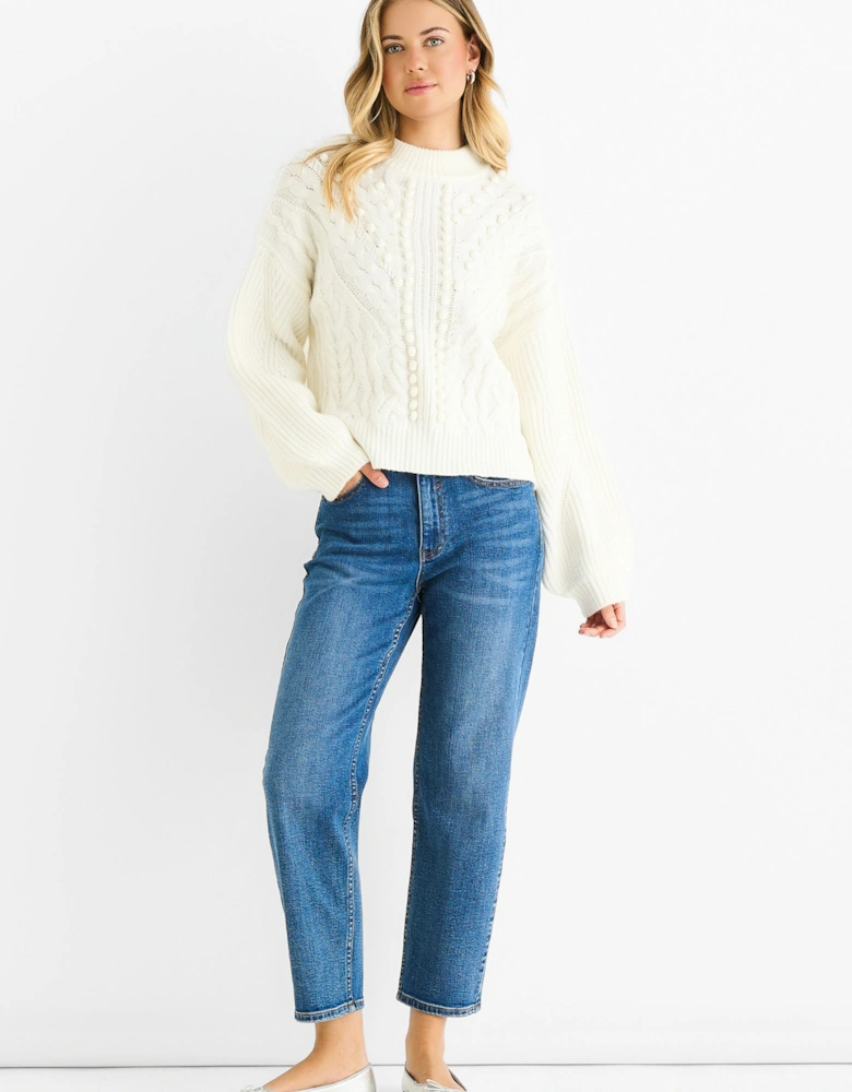 White Chunky Knit Oversized Knit Jumper