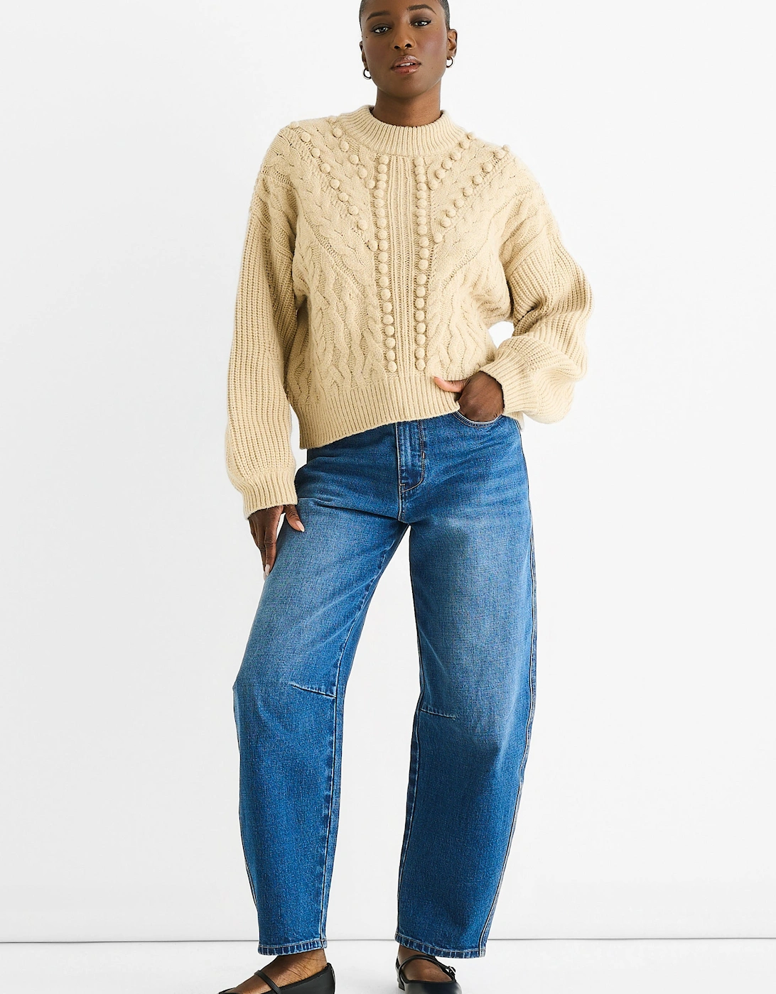 Gini London Women's Tan Beige Chunky Knit Oversized Jumper  12/14 Size 12
