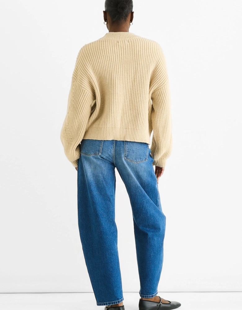 Beige Chunky Knit Oversized Knit Jumper