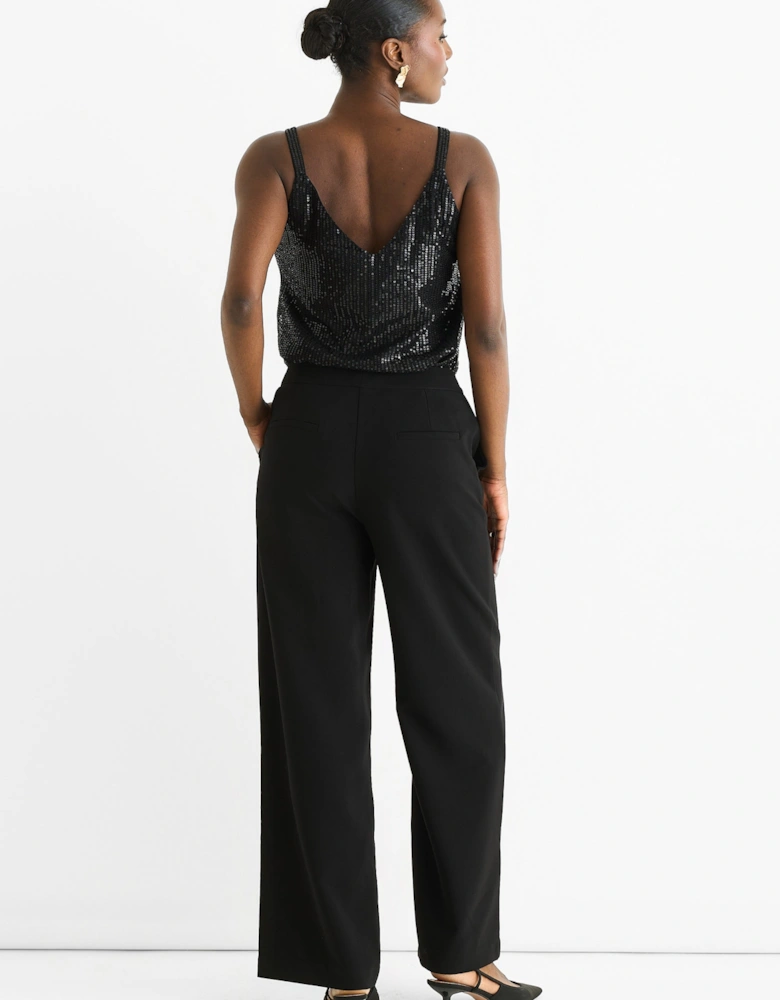Black Wide Leg Tailoring Trousers