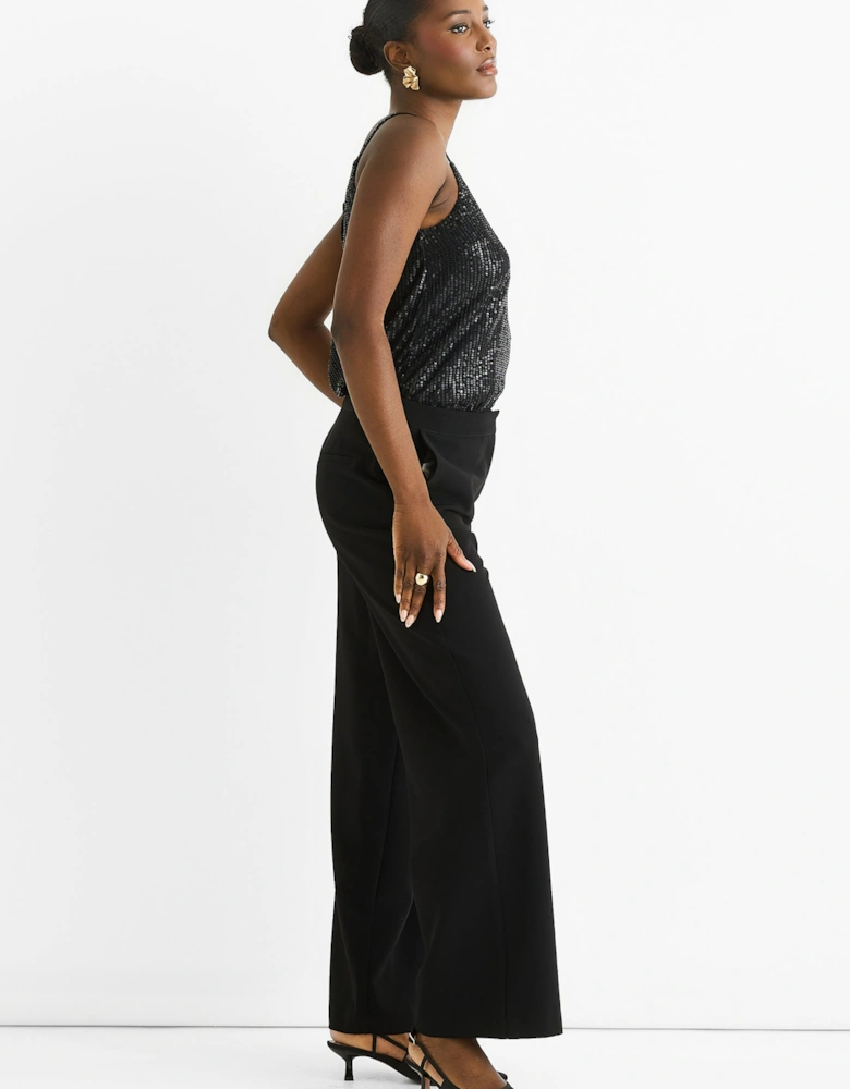 Black Wide Leg Tailoring Trousers