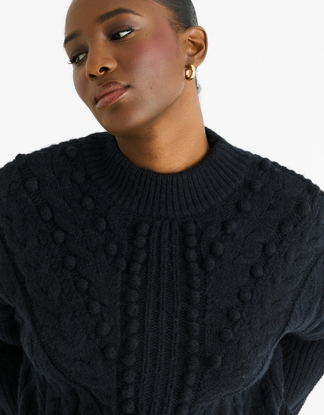 Gini London Women's Black Chunky Knit Oversized Jumper  12/14 Size 12