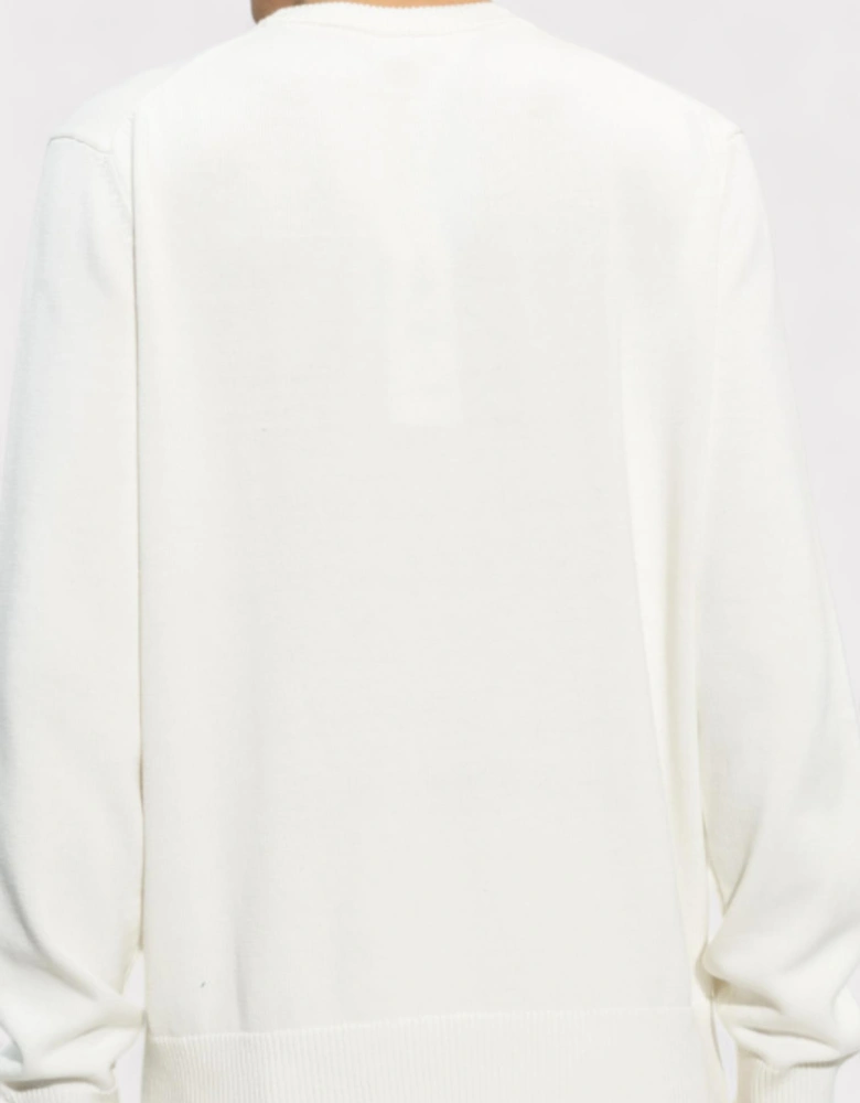 Round Neck Sweater White Green