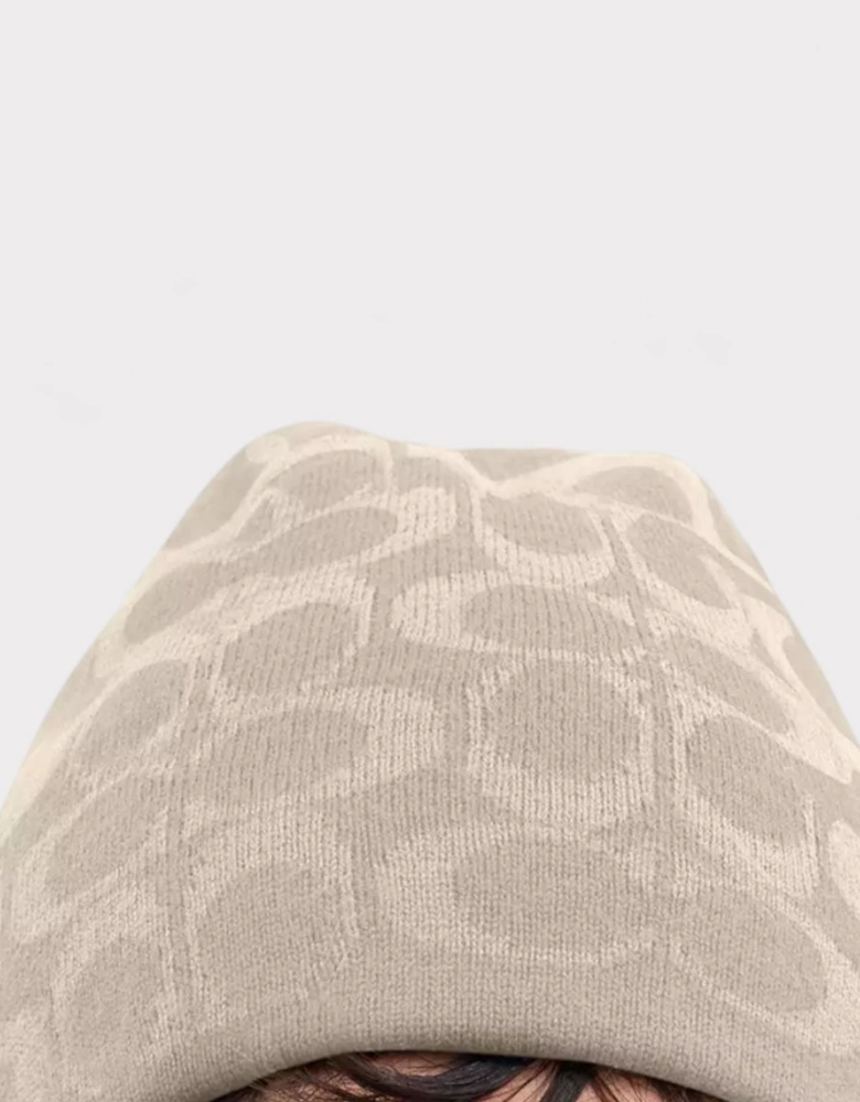 Reversible Signature Beanie Beige