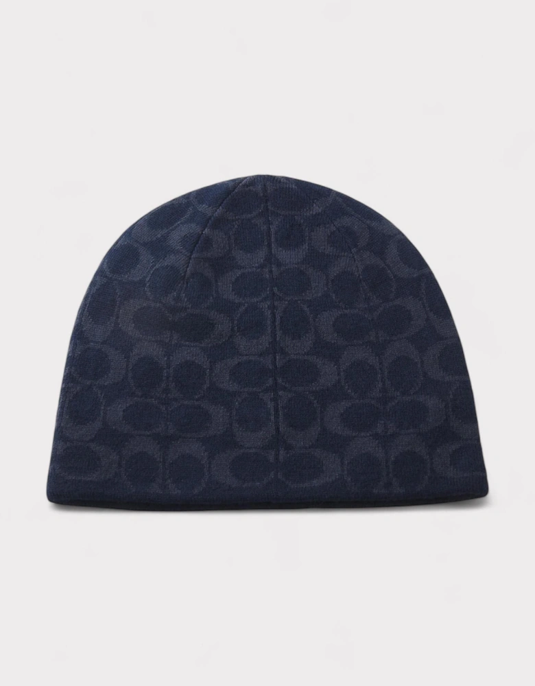 Reversible Signature Beanie Navy