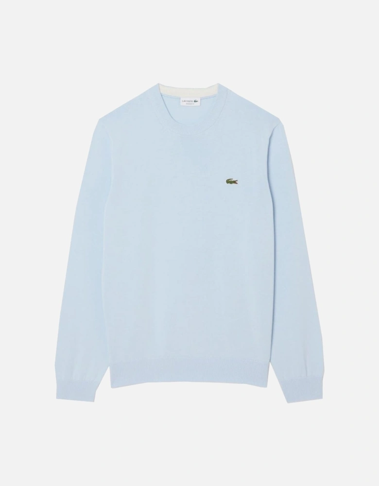 Men's Sky Blue Cotton Crew Neck Knit