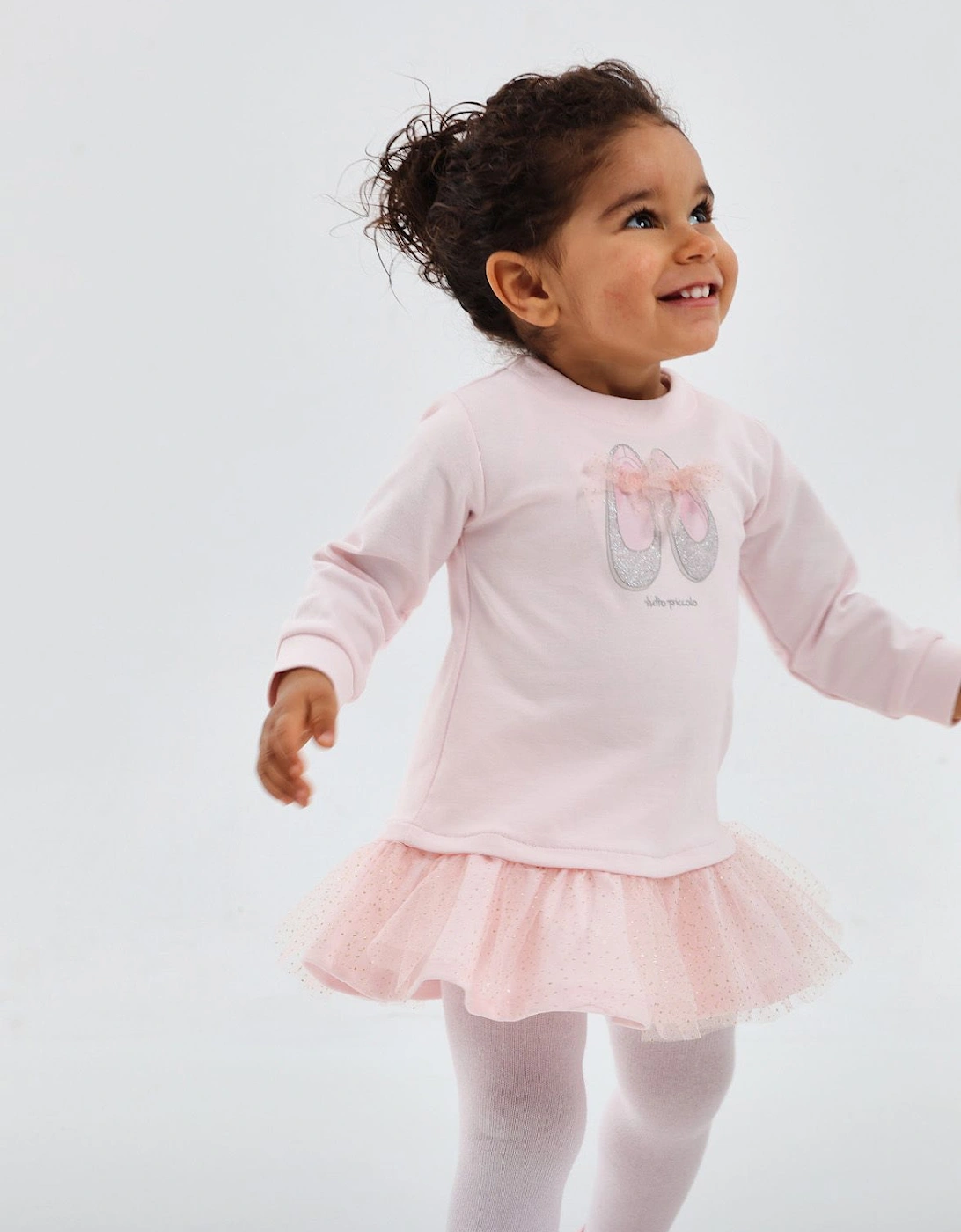 Girls Pale Pink Ballerina Dress and Tights, 5 of 4