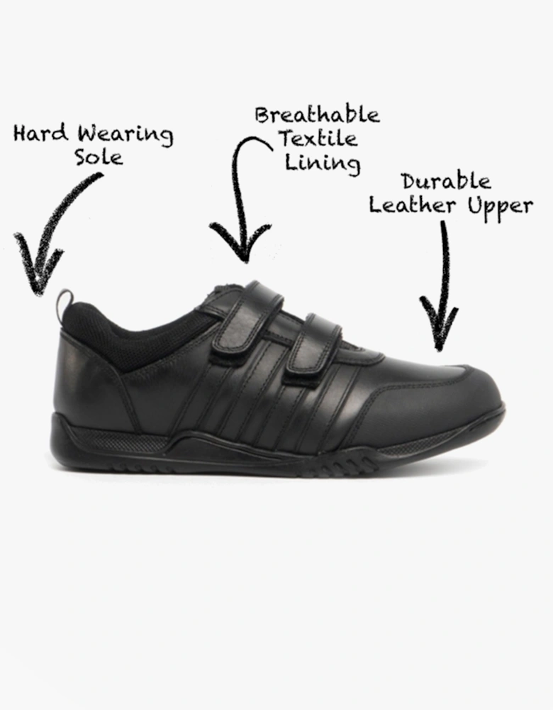 JOSH Boys Leather School Shoes Black