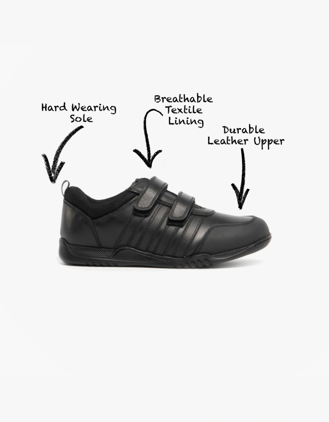 Hush Puppies Boy's Hush Puppies JOSH Boys Leather School Shoes Black