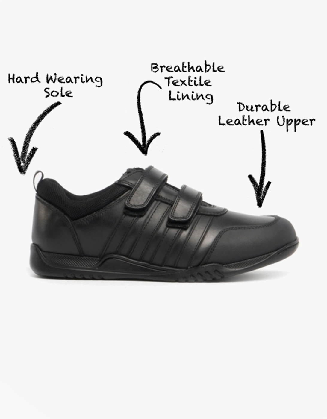 JOSH Boys Leather School Shoes Black, 7 of 6