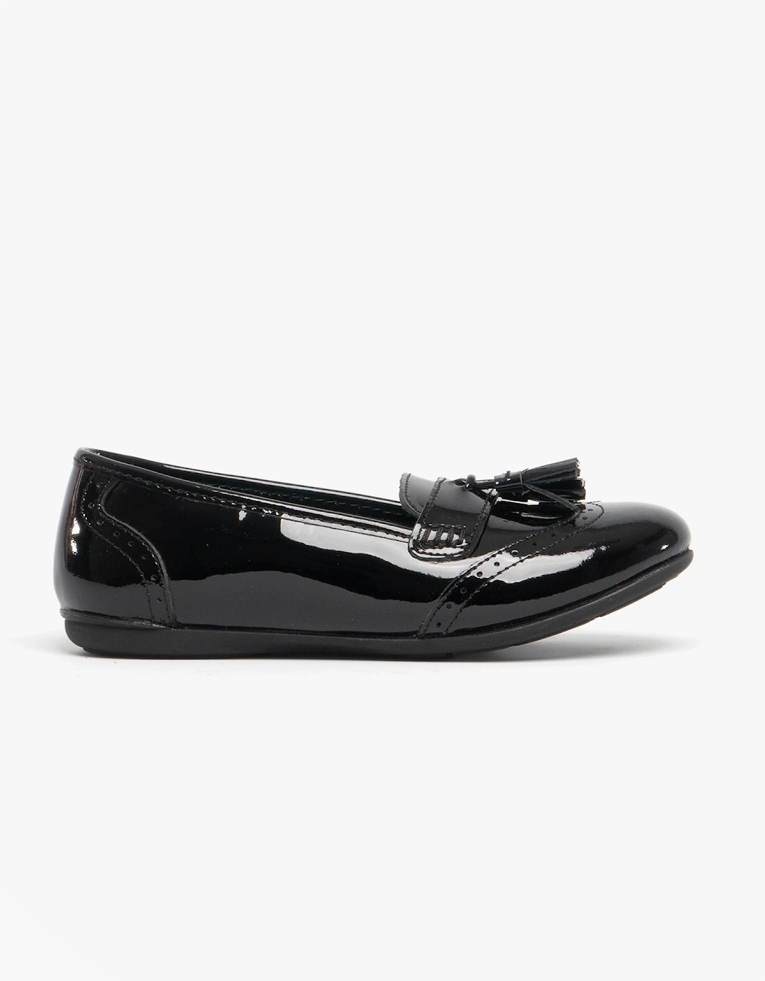 ESME Girls Leather School Shoes Black, 8 of 7