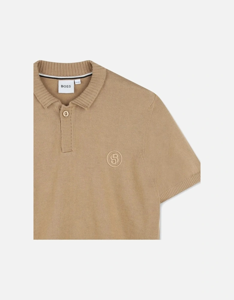 Kids Branded Polo Shirt Beige
