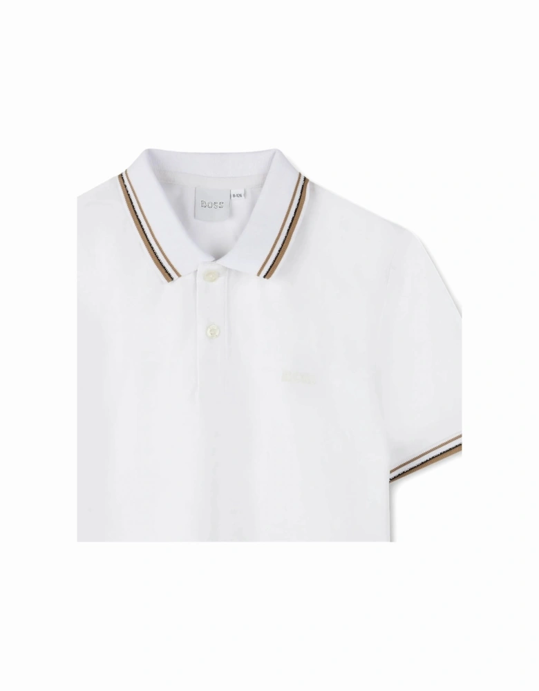 Kids Branded Polo Shirt White