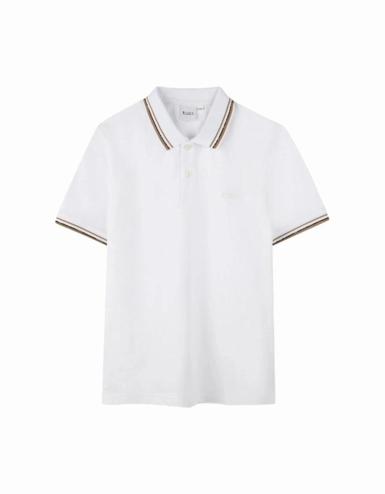 Kids Branded Polo Shirt White