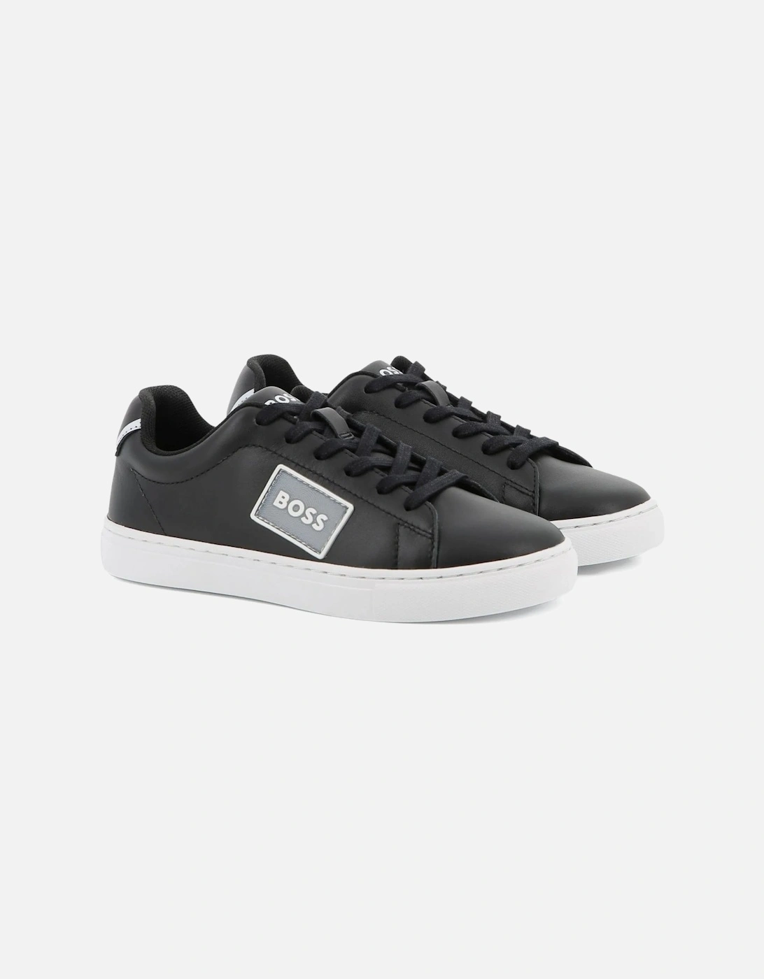 Kids Leather Sneakers Black, 8 of 7