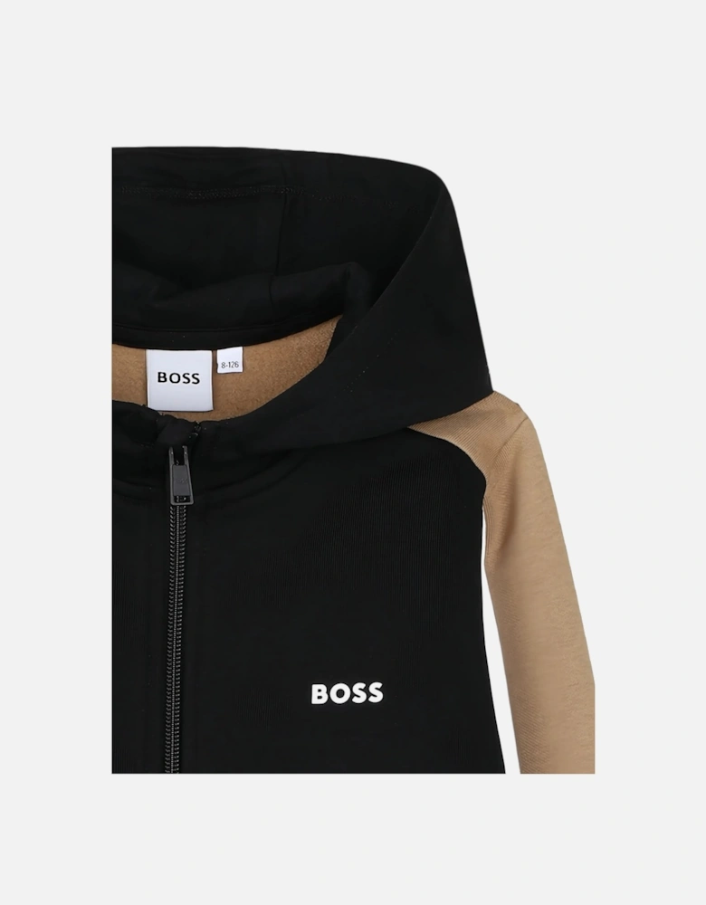 Kids Zip Hooded Top Black
