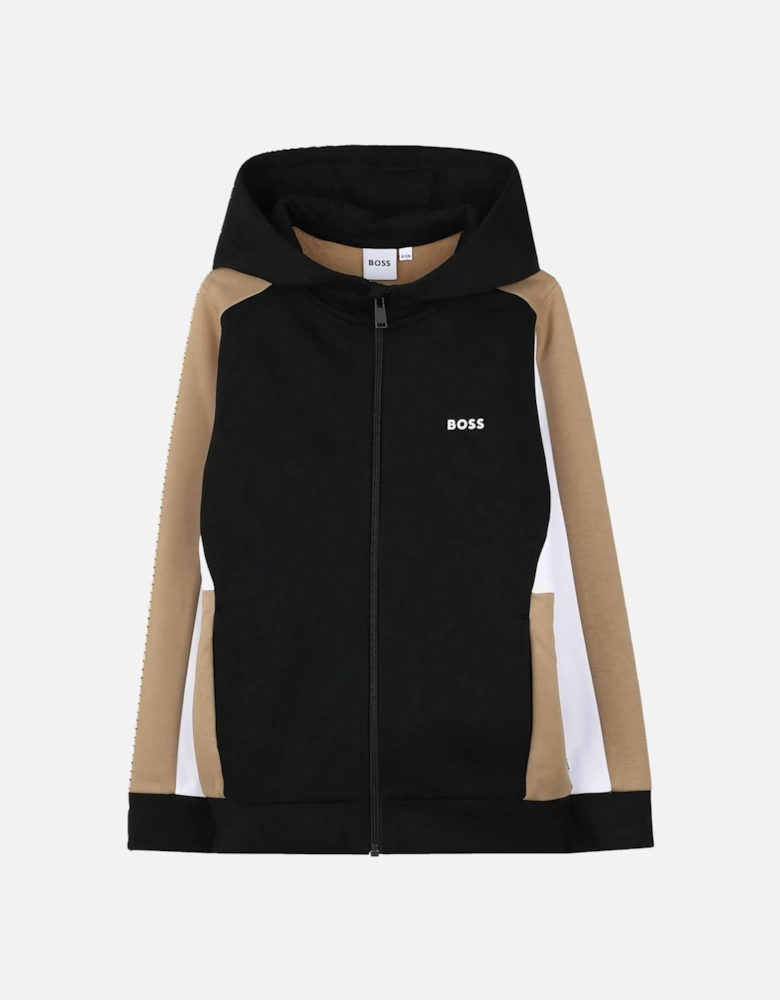 Kids Zip Hooded Top Black