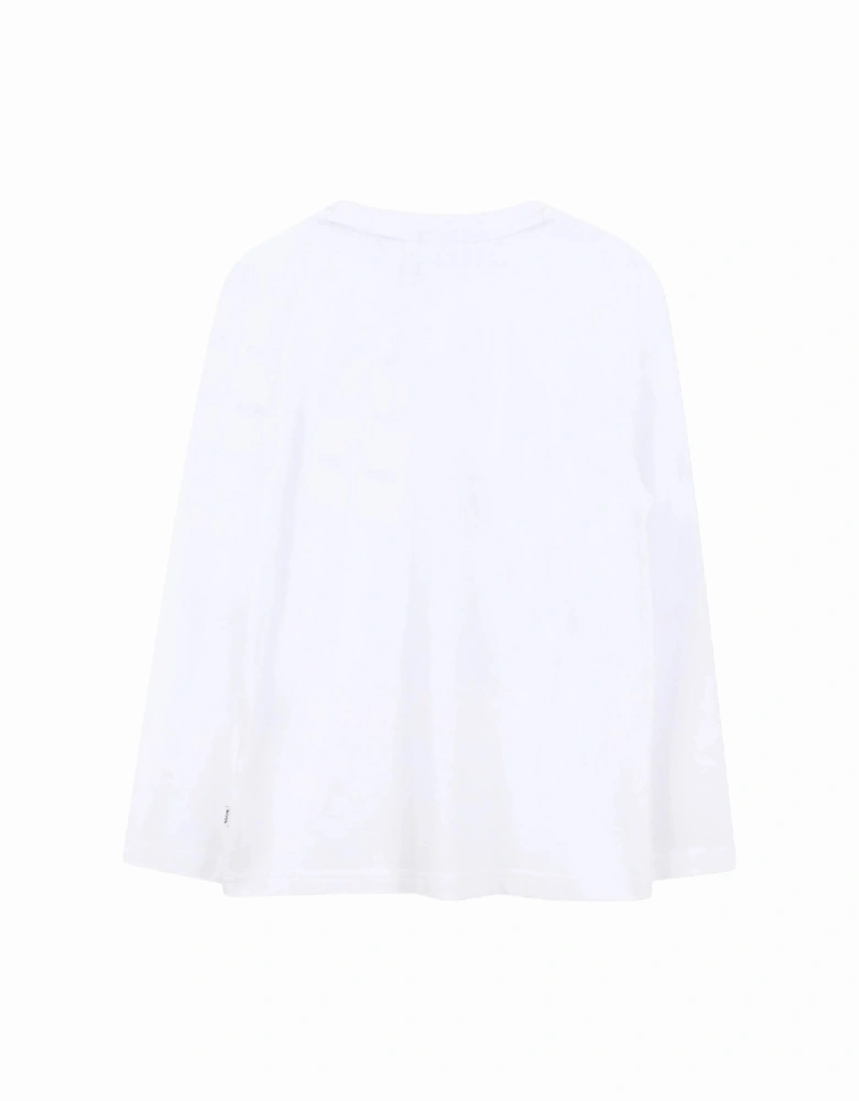 Kids Branded LS T-shirt White