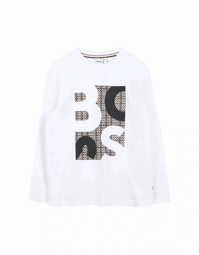 Kids Branded LS T-shirt White