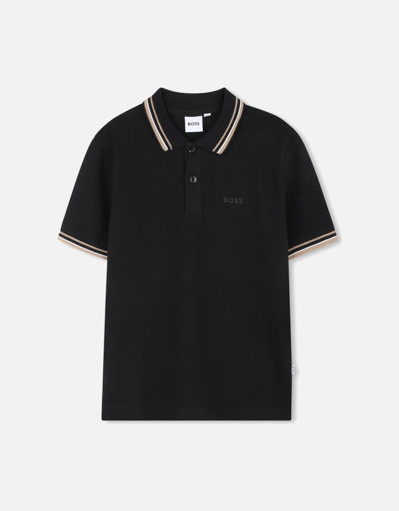 Kids Branded Polo Shirt Black