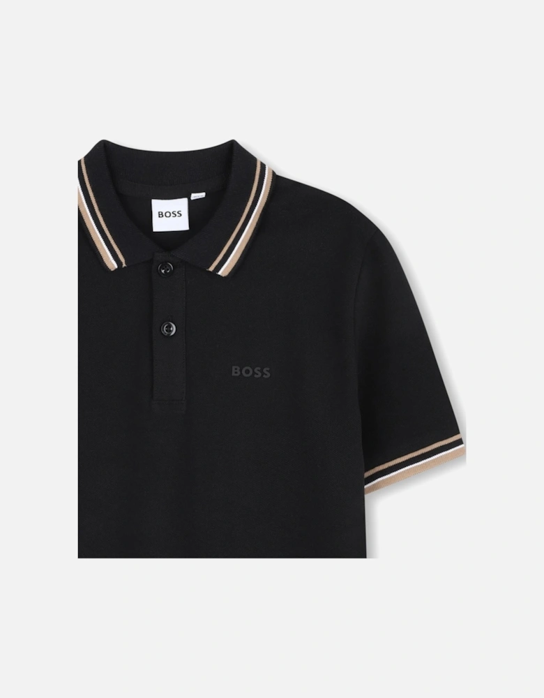 Kids Branded Polo Shirt Black