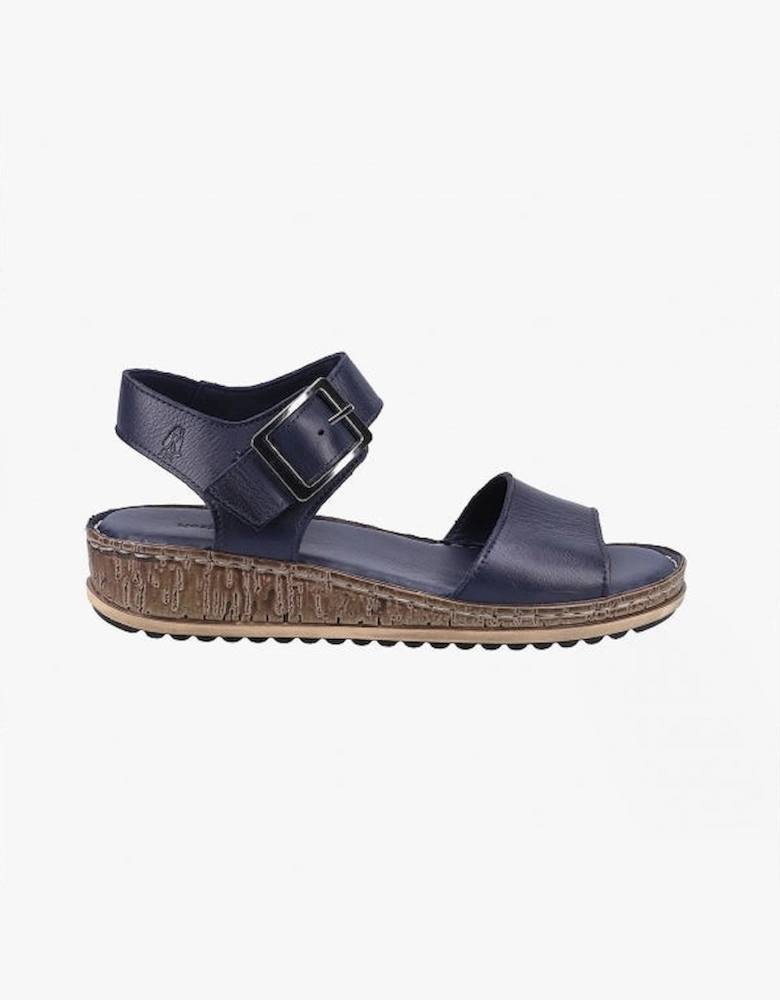 ELLIE Womens Leather Wedge Sandals Navy