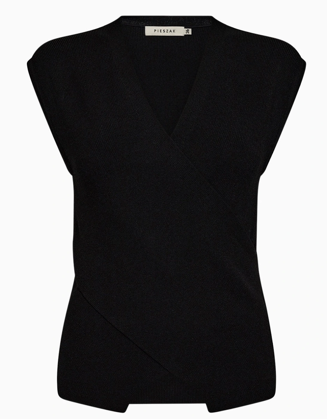 Vigga Cross-over Knit Top in Black, 7 of 6